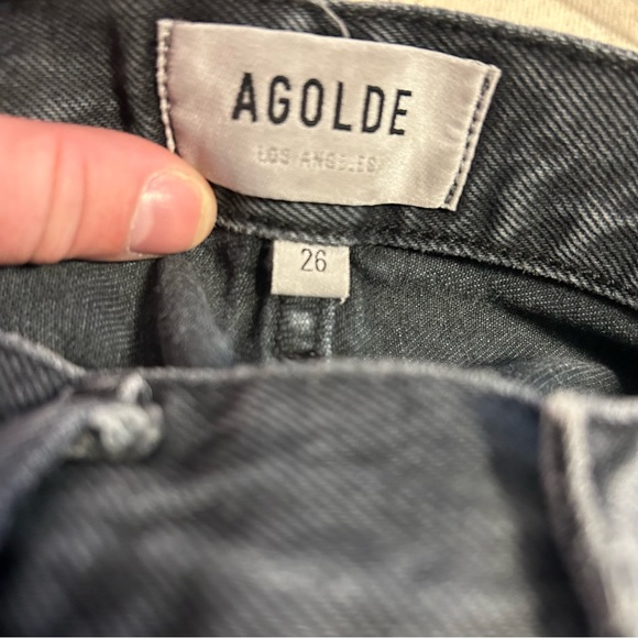 AGOLDE 90s Pinch High Waist Straight Leg Organic Cotton Jeans in Black Tea Sz 26 - Picture 11 of 13